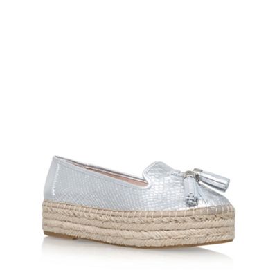 Silver 'Liberty' mid heel espadrille loafer